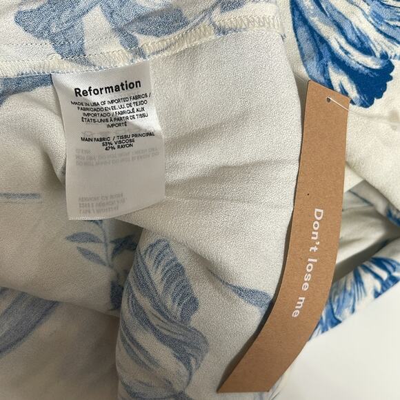 Reformation Frasier Floral Lisse Cap Sleeve Button Front Ruched Midi Dress Sz 18 - Picture 10 of 10